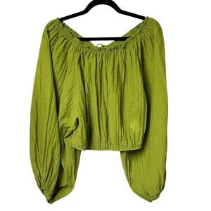 Free People Lime Green Off-Shoulder Blouse